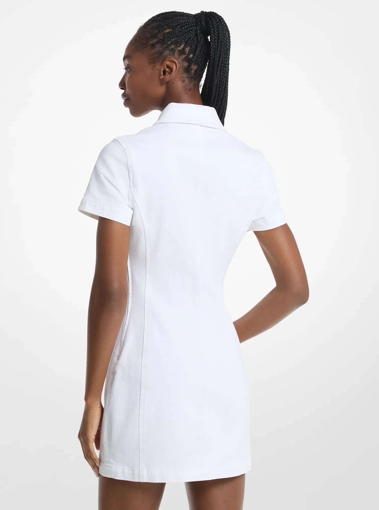 Michael Kors Carson Denim Mini Dress OPTIC WHITE