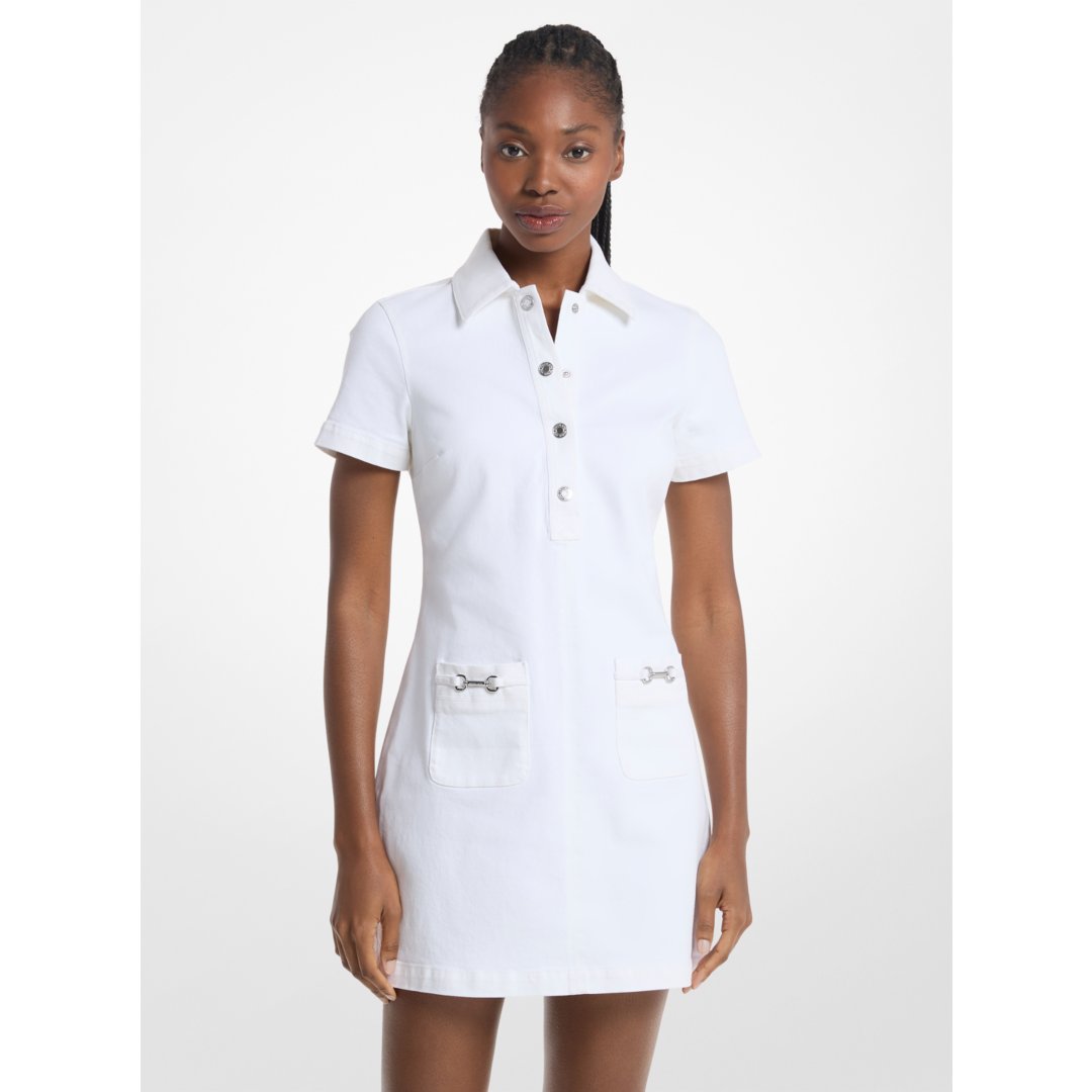 Michael Kors Carson Denim Mini Dress OPTIC WHITE