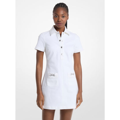 Michael Kors Carson Denim Mini Dress OPTIC WHITE