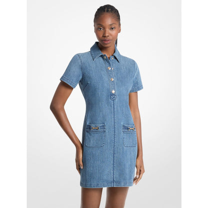 Michael Kors Carson Denim Mini Dress DUSK BLUE WASH