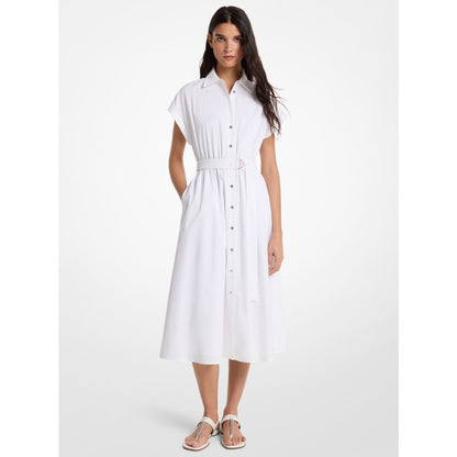 Michael Kors Cotton Poplin Midi Dress WHITE