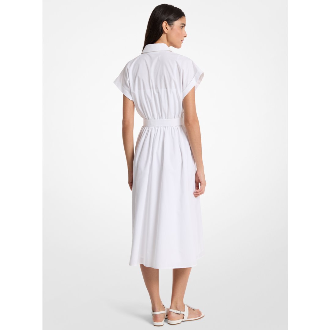 Michael Kors Cotton Poplin Midi Dress WHITE
