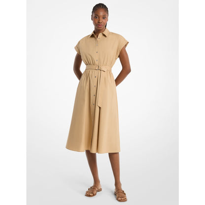 Michael Kors Cotton Poplin Midi Dress KHAKI