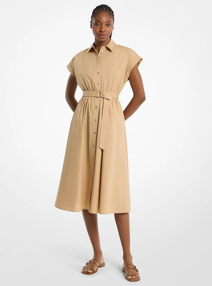 Michael Kors Cotton Poplin Midi Dress KHAKI