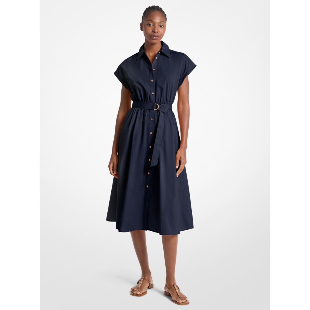 Michael Kors Cotton Poplin Midi Dress MIDNIGHTBLUE