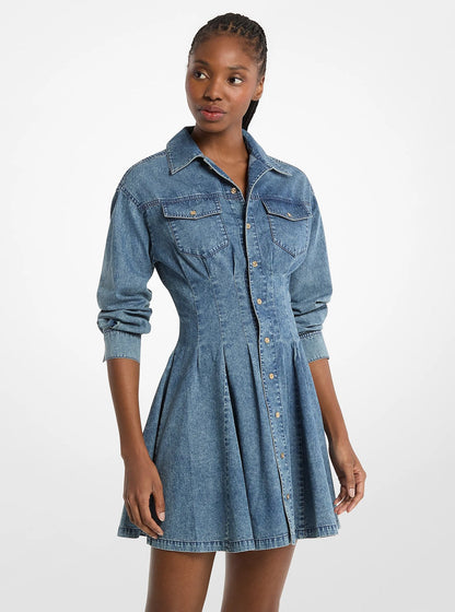 Michael Kors Denim Shirt Dress DUSK BLUE WASH