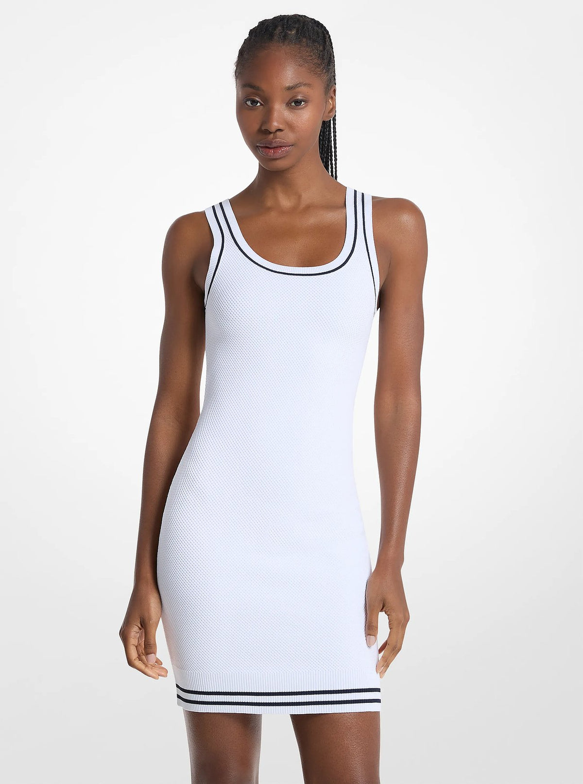 Michael Kors Textured Knit Mini Dress WHITE