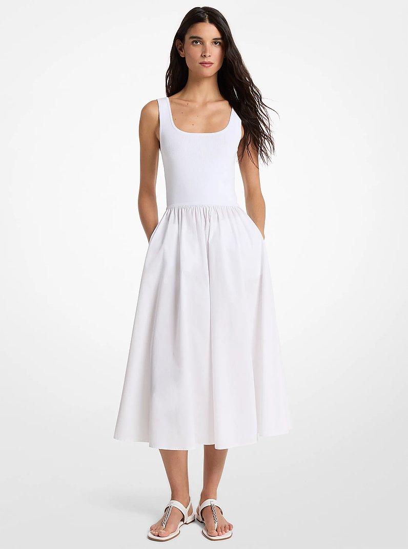 Michael Kors Viscose Blend Midi Dress WHITE