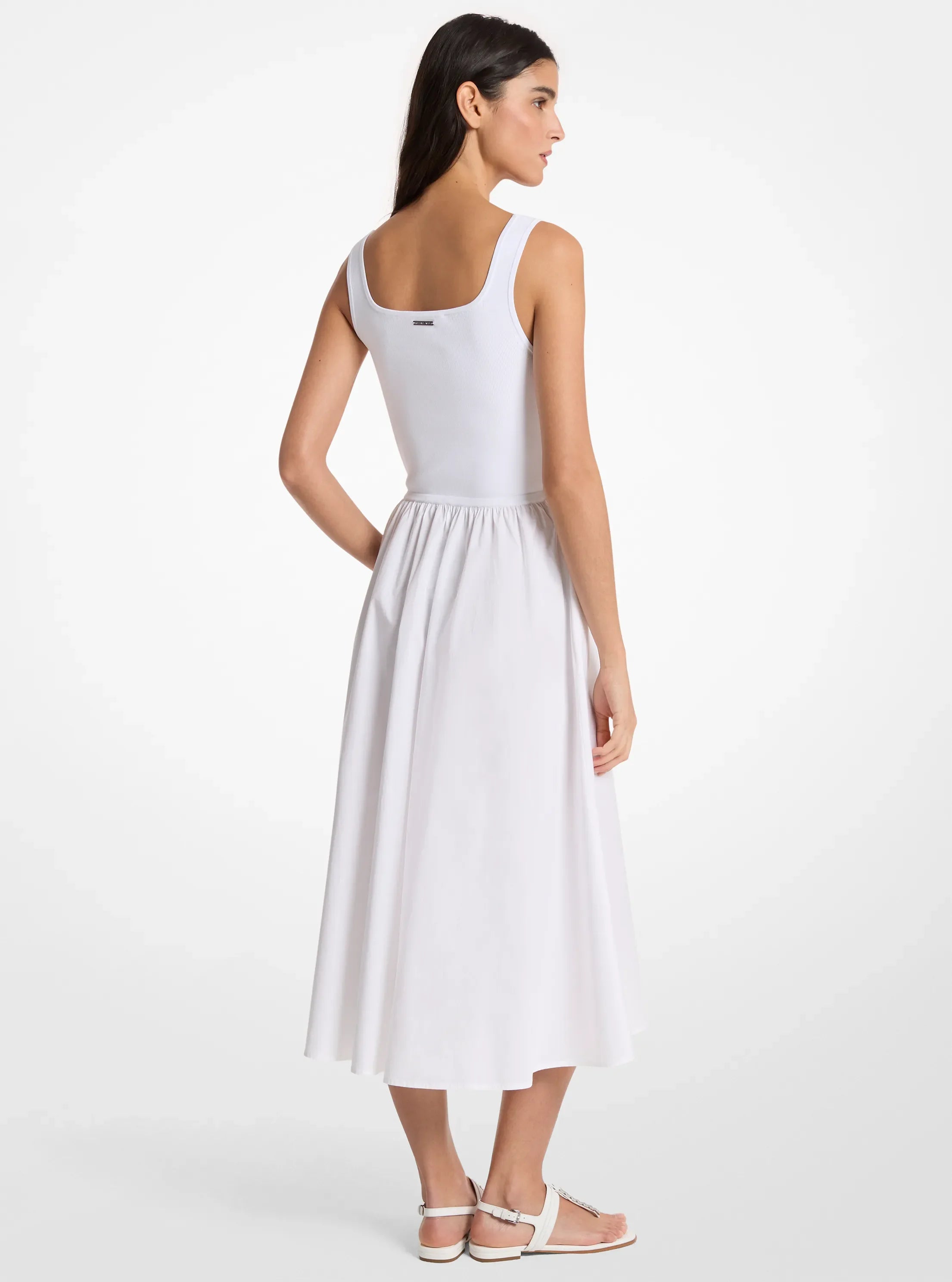 Michael Kors Viscose Blend Midi Dress WHITE