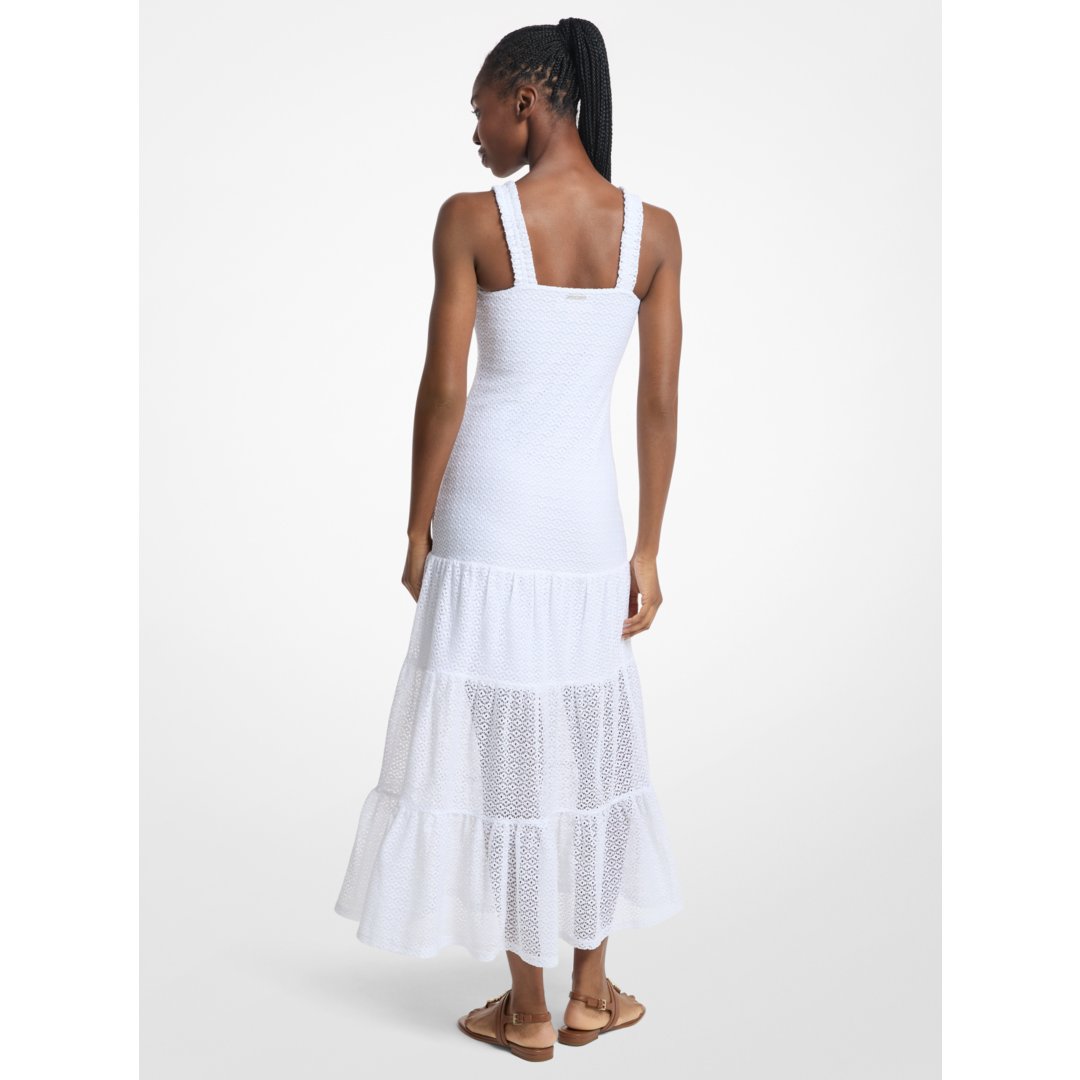 Michael Kors Lace Tiered Dress WHITE