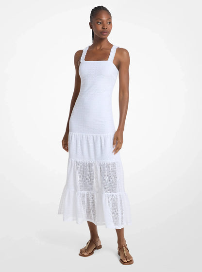 Michael Kors Lace Tiered Dress WHITE