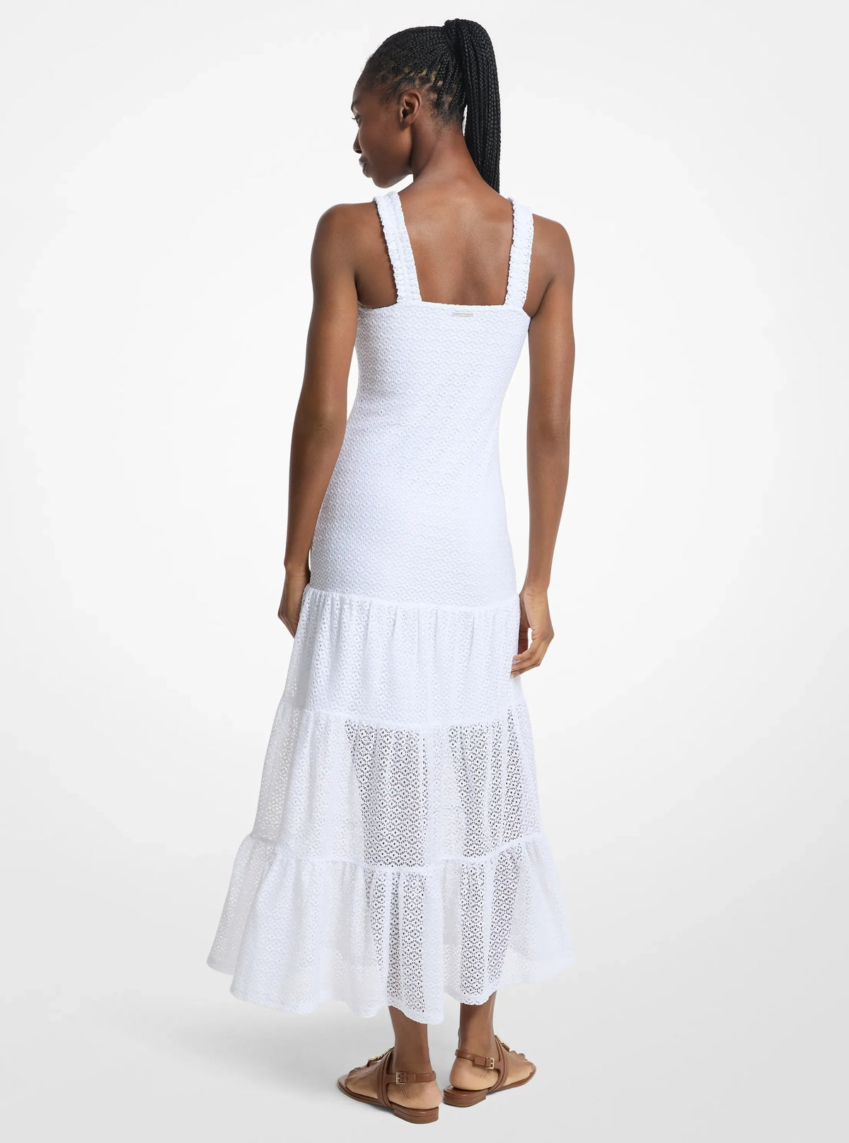 Michael Kors Lace Tiered Dress WHITE