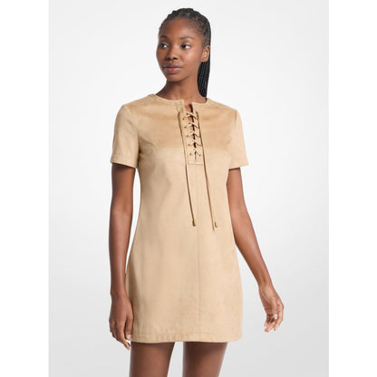 Michael Kors Lace-Up Mini Dress KHAKI