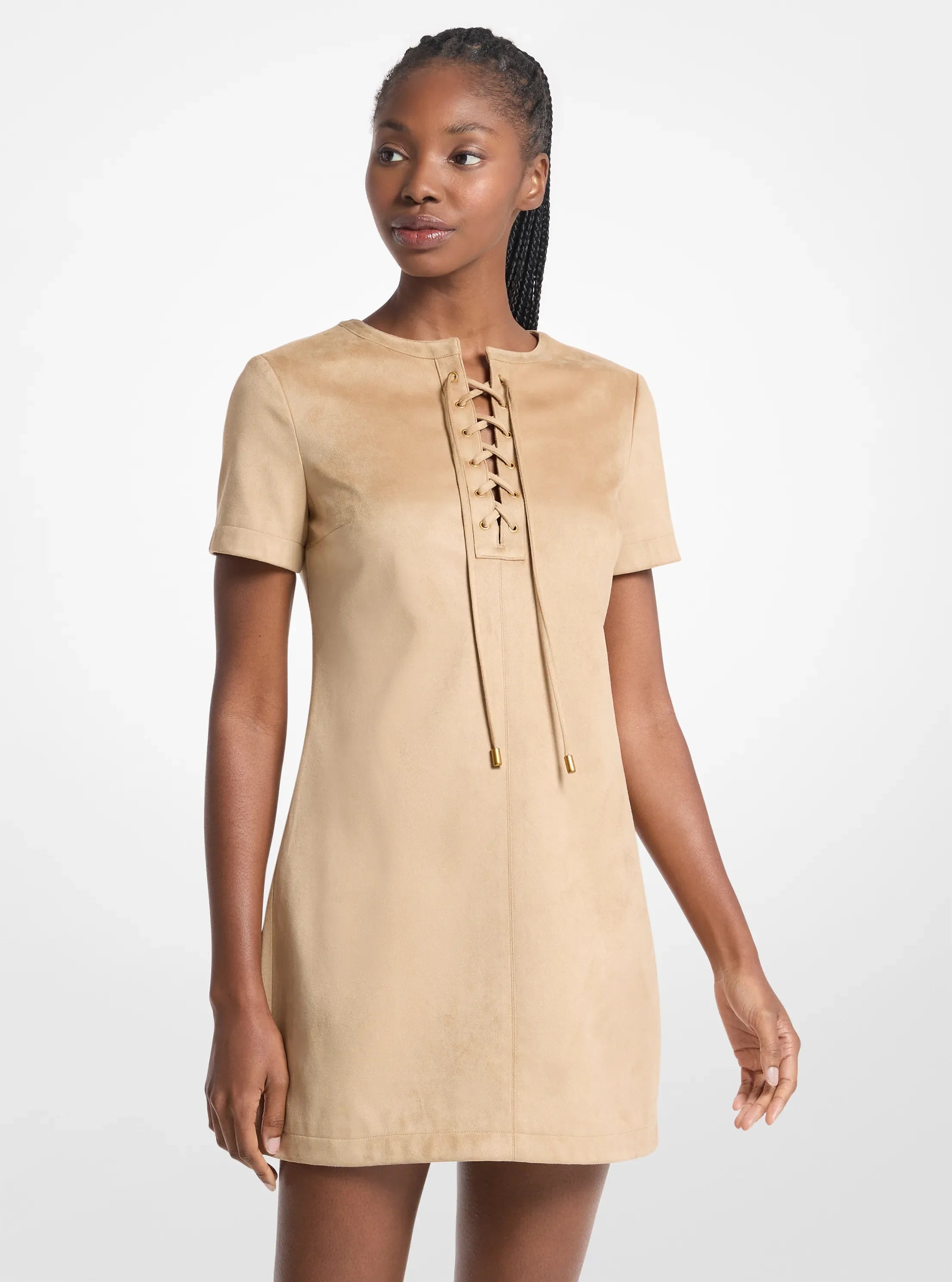 Michael Kors Lace-Up Mini Dress KHAKI