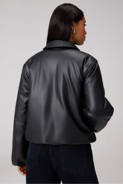 Fabletics Faux Leather Padded Bomber Jacket