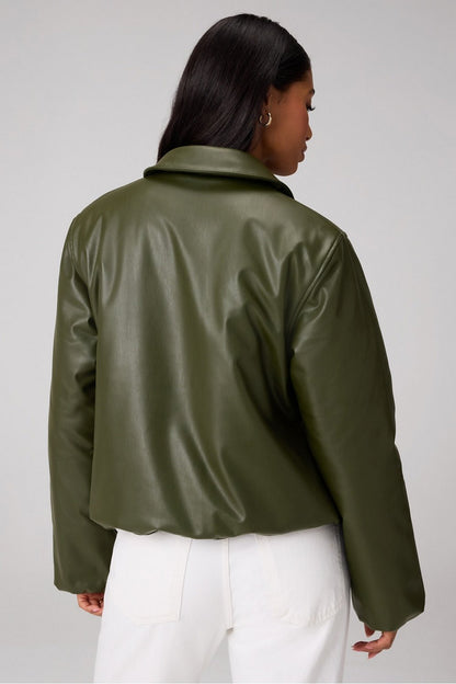 Fabletics Faux Leather Padded Bomber Jacket