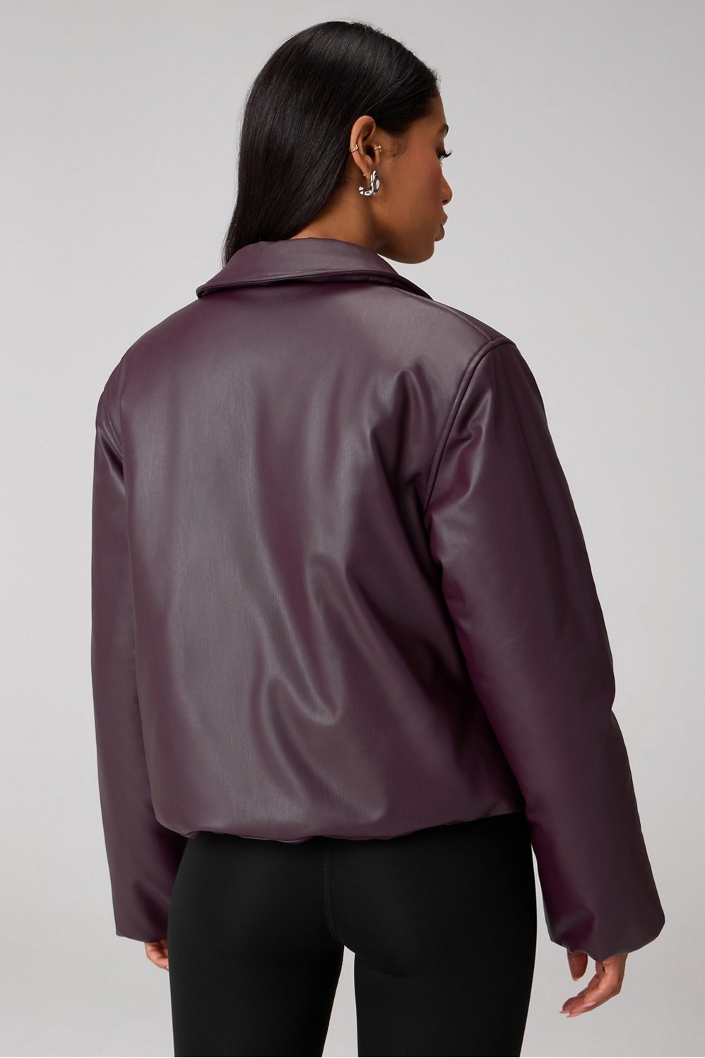 Fabletics Faux Leather Padded Bomber Jacket