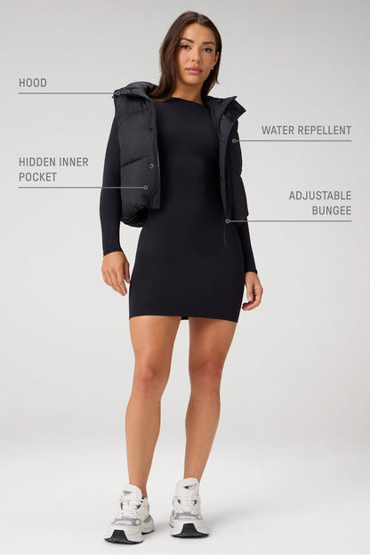 Fabletics Essential Cropped Hooded Puffer Vest