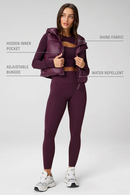 Fabletics Essential Shine Cropped Hooded Puffer Vest