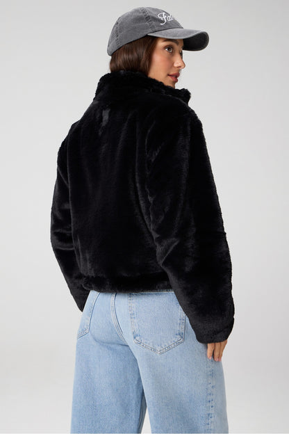 Fabletics Faux Fur Cropped Full-Zip Jacket