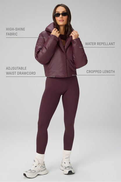 Fabletics Shawl Collar Puffer Shine Jacket
