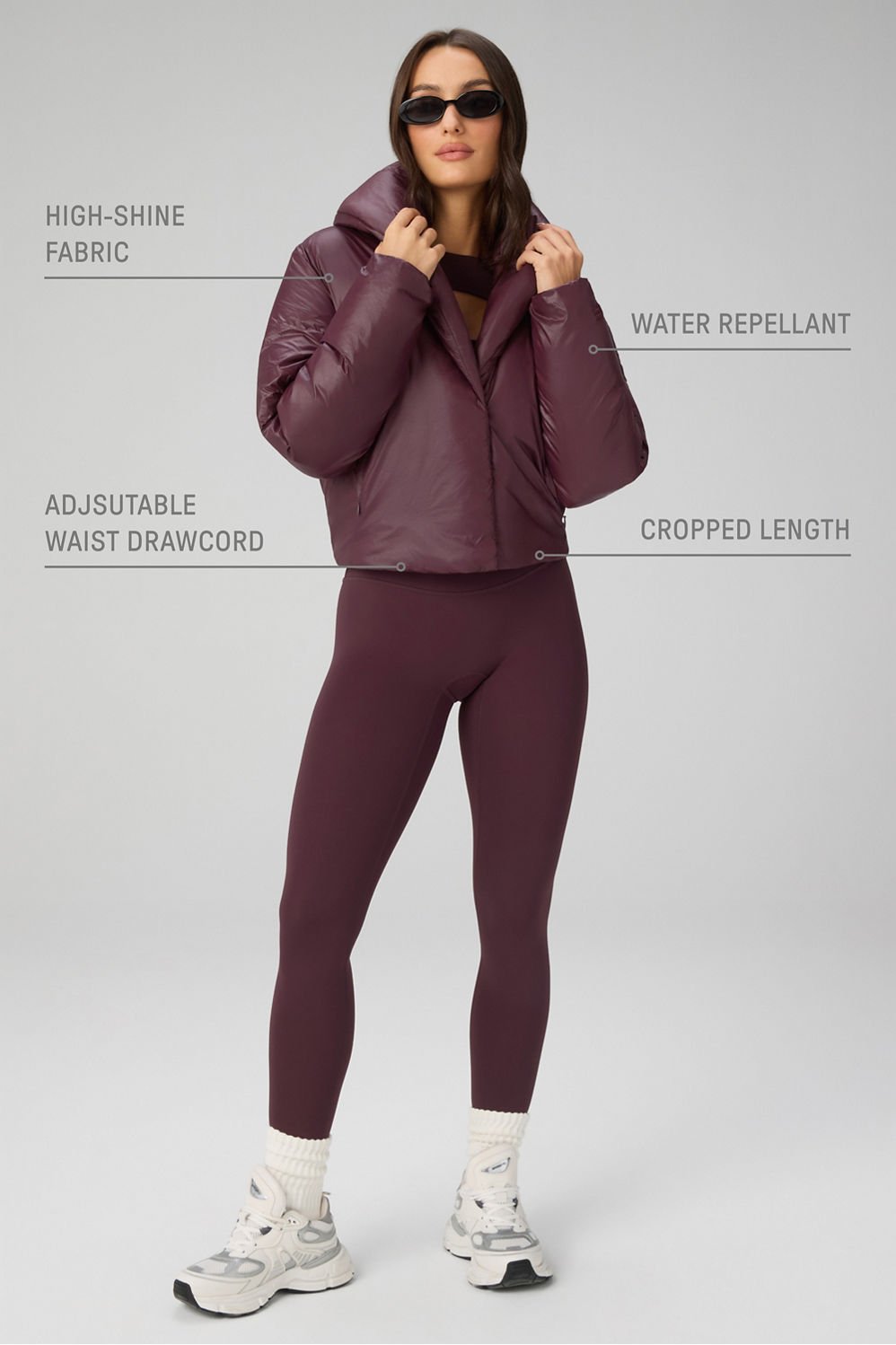 Fabletics Shawl Collar Puffer Shine Jacket