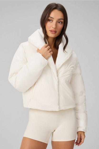 Fabletics Shawl Collar Puffer Shine Jacket