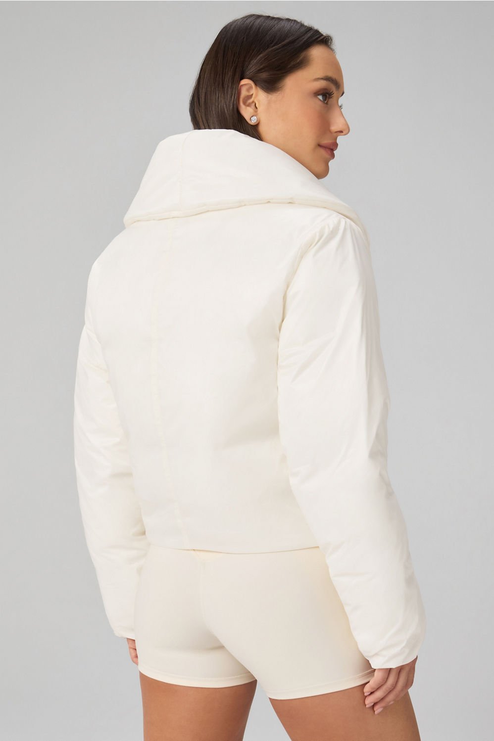 Fabletics Shawl Collar Puffer Shine Jacket