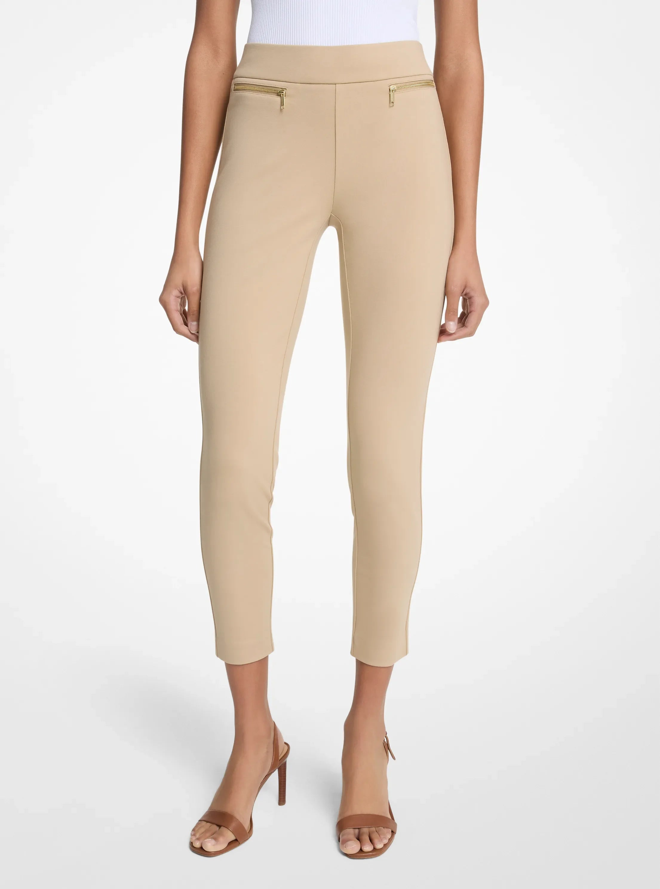 Michael Kors Viscose Blend Zip Pants KHAKI
