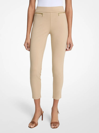 Michael Kors Viscose Blend Zip Pants KHAKI