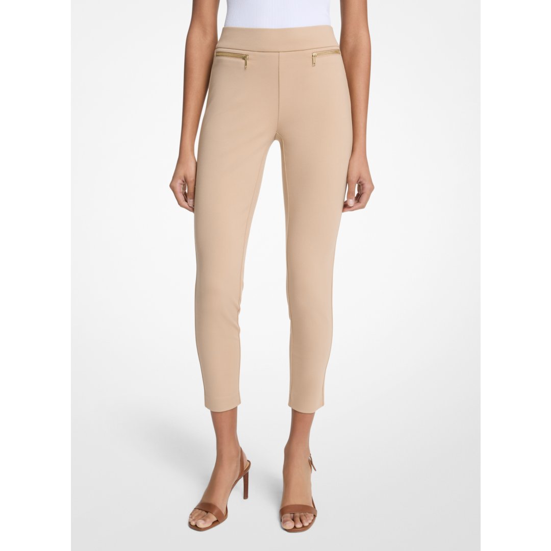 Michael Kors Viscose Blend Zip Pants BUFF