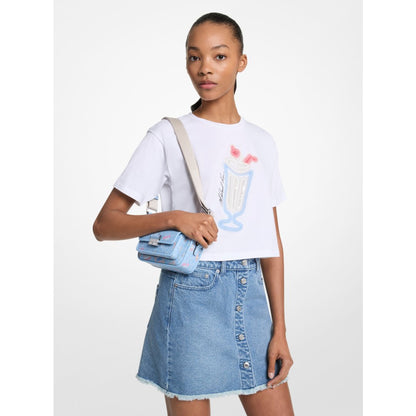 Michael Kors Sequined Graphic Cotton T-Shirt WHITE