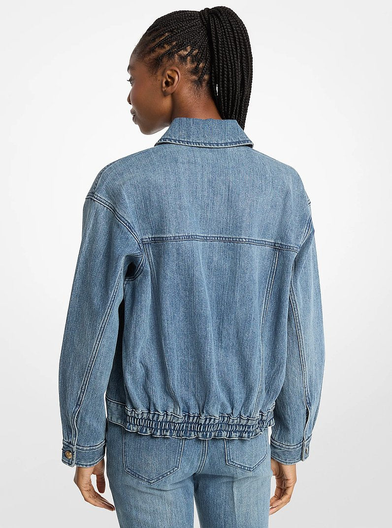 Michael Kors Denim Zip-Up Jacket DUSK BLUE WASH