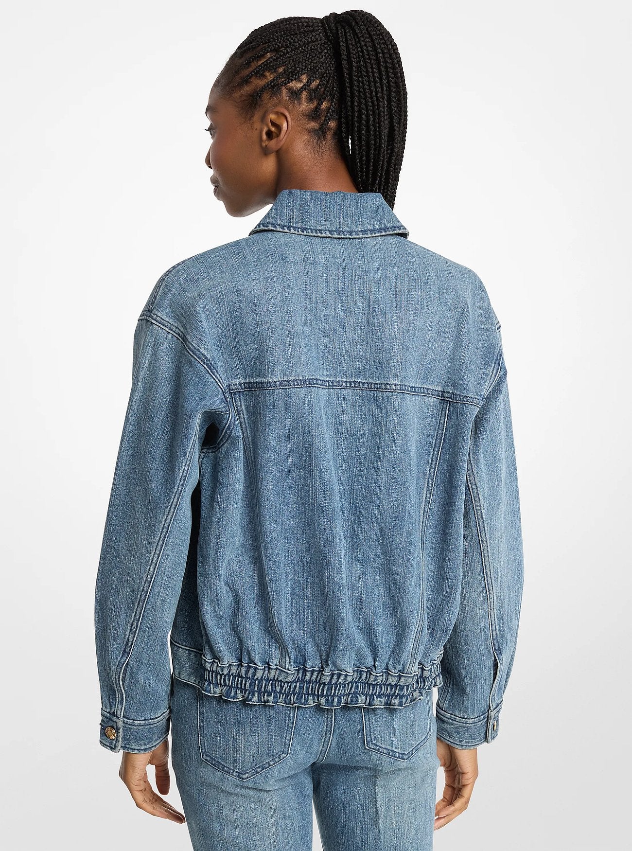 Michael Kors Denim Zip-Up Jacket DUSK BLUE WASH