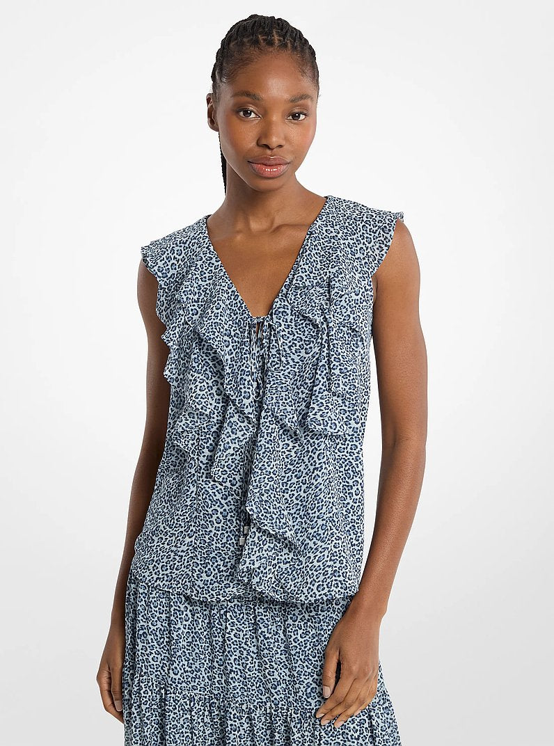 5351×LONSDALE LEOPARD MA-1 2 Michael Kors Ruffled Leopard Print Georgette Blouse India | Kicks