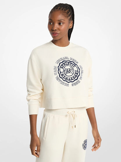 Michael Kors Graphic Logo Cotton Blend Cropped Sweatshirt BONE