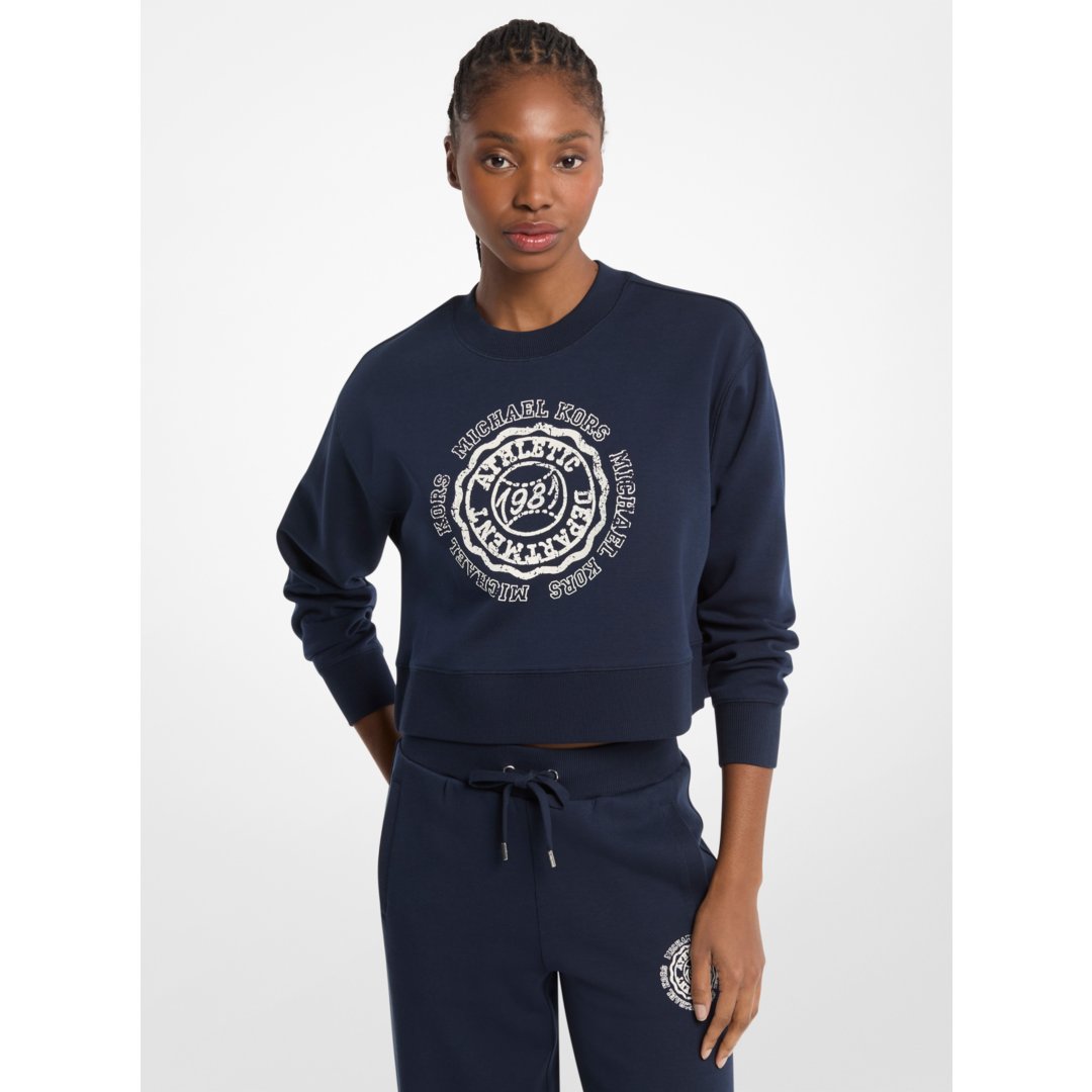 Michael Kors Graphic Logo Cotton Blend Cropped Sweatshirt MIDNIGHTBLUE
