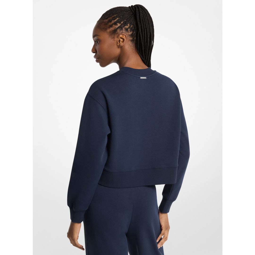Michael Kors Graphic Logo Cotton Blend Cropped Sweatshirt MIDNIGHTBLUE
