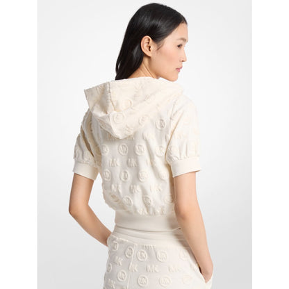 Michael Kors Logo Jacquard Terry Short-Sleeve Jacket BONE