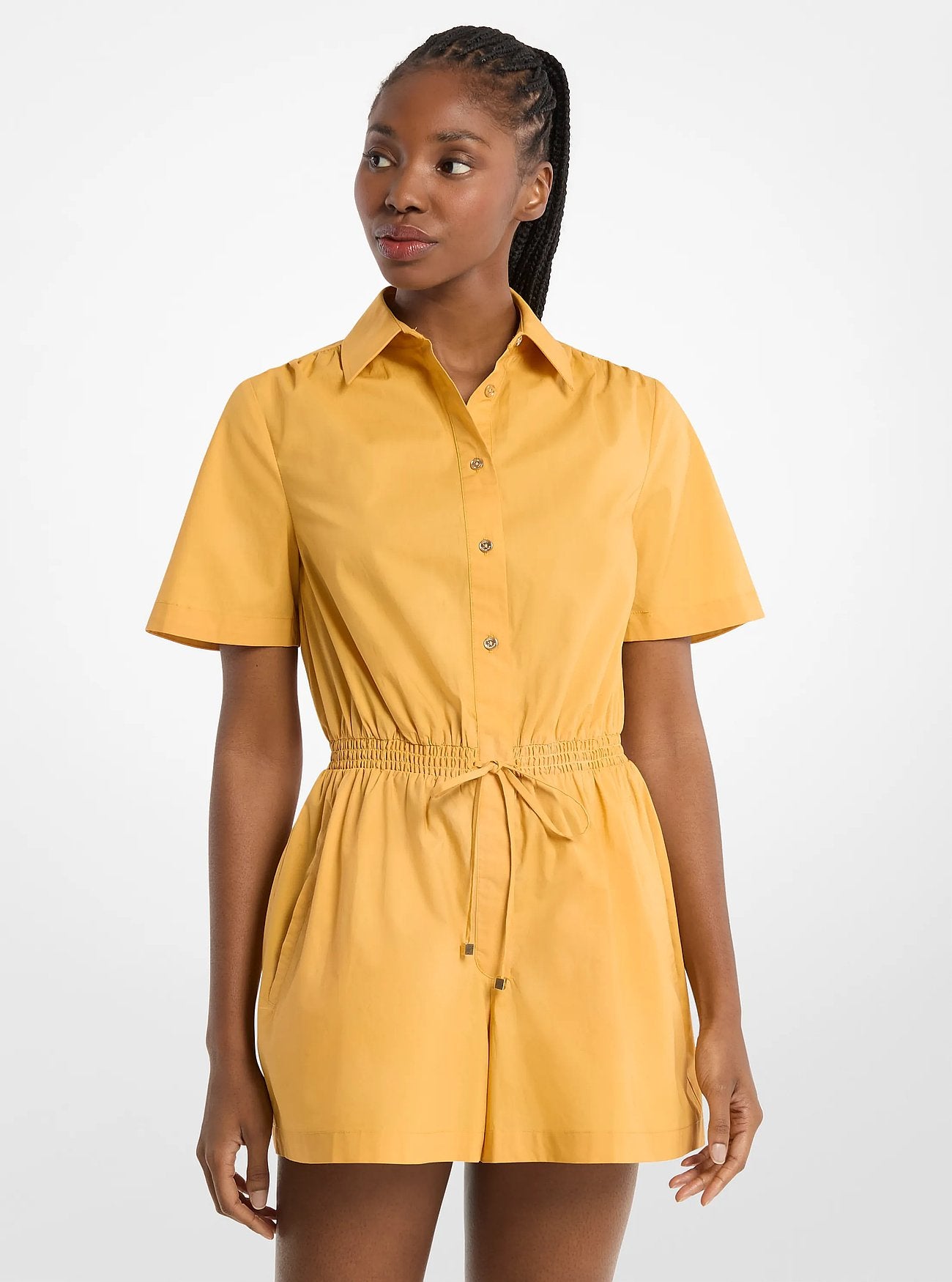 Michael Kors Cotton Poplin Romper HONEYWHEAT