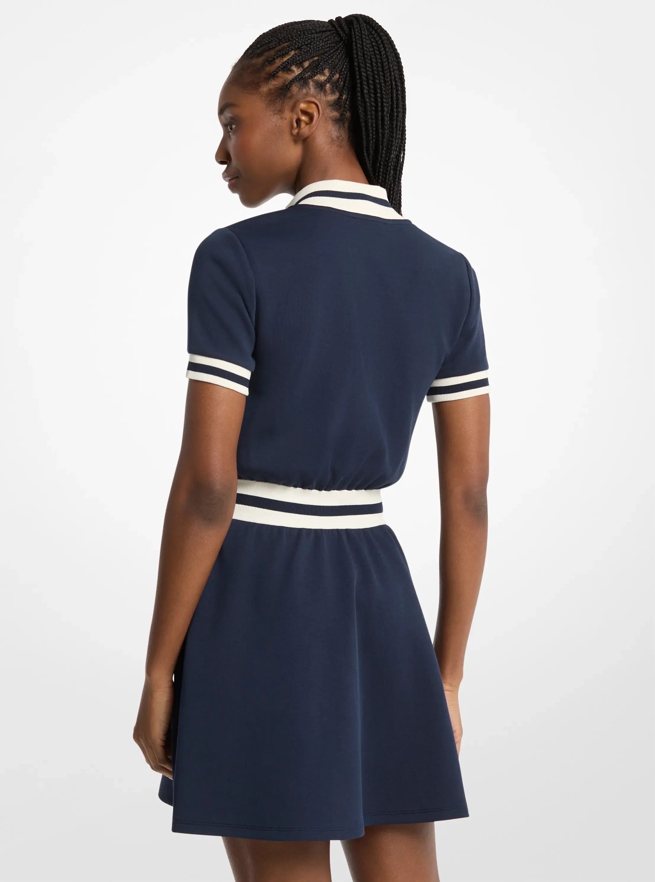 Michael Kors Cotton Blend Zip-Up Mini Dress MIDNIGHTBLUE