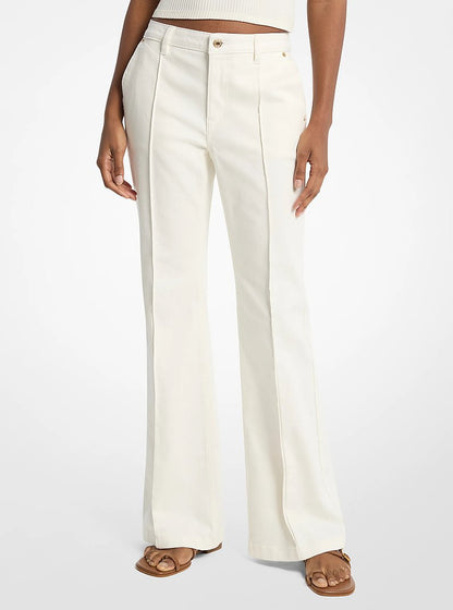 Michael Kors Pintuck Bootcut Stretch Denim Jeans BONE