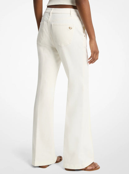 Michael Kors Pintuck Bootcut Stretch Denim Jeans BONE