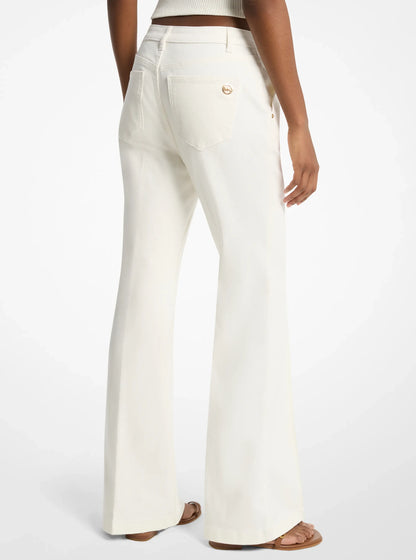 Michael Kors Pintuck Bootcut Stretch Denim Jeans BONE