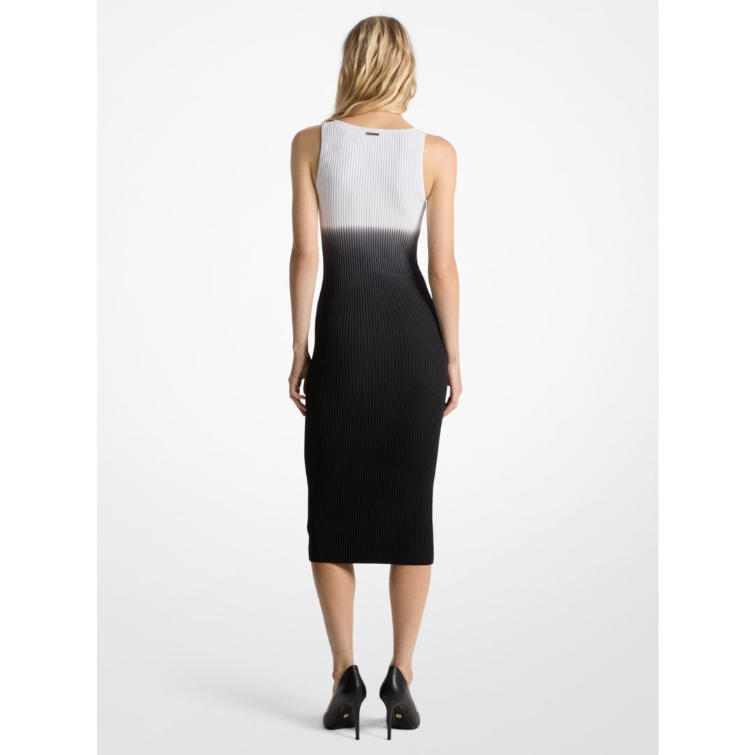 Michael Kors Ombr Ribbed Stretch Viscose Dress BLACK