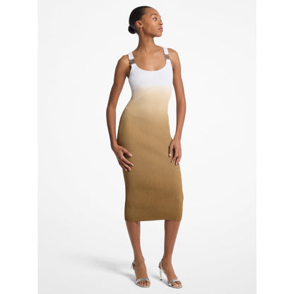 Michael Kors Ombr Ribbed Stretch Viscose Dress LUGGAGE