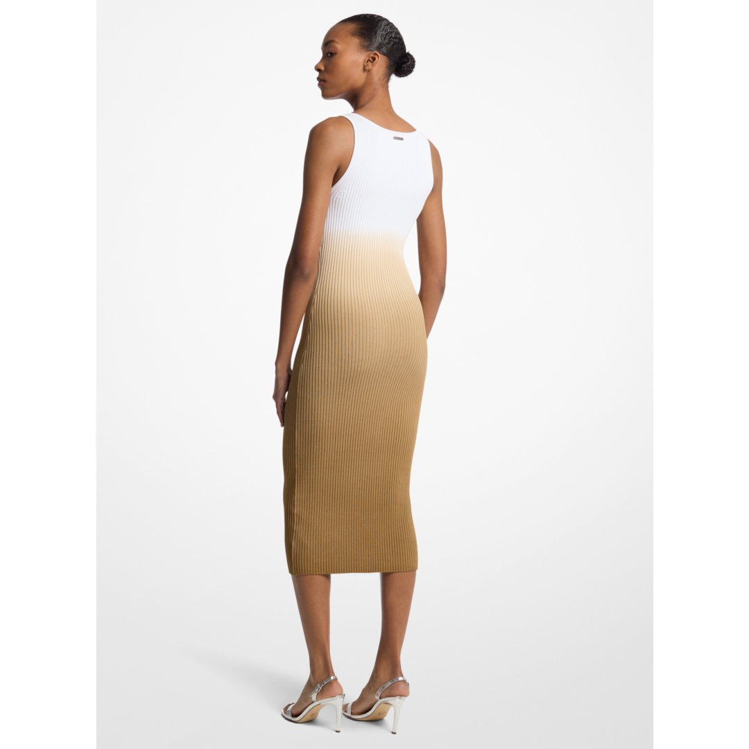 Michael Kors Ombr Ribbed Stretch Viscose Dress LUGGAGE
