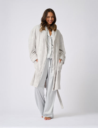 Ted Baker Jude Embossed Logo Fluffy Belted Dressing Gown Women's