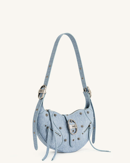 Jw Pei Tessa Denim Embossed Shoulder Bag Blue