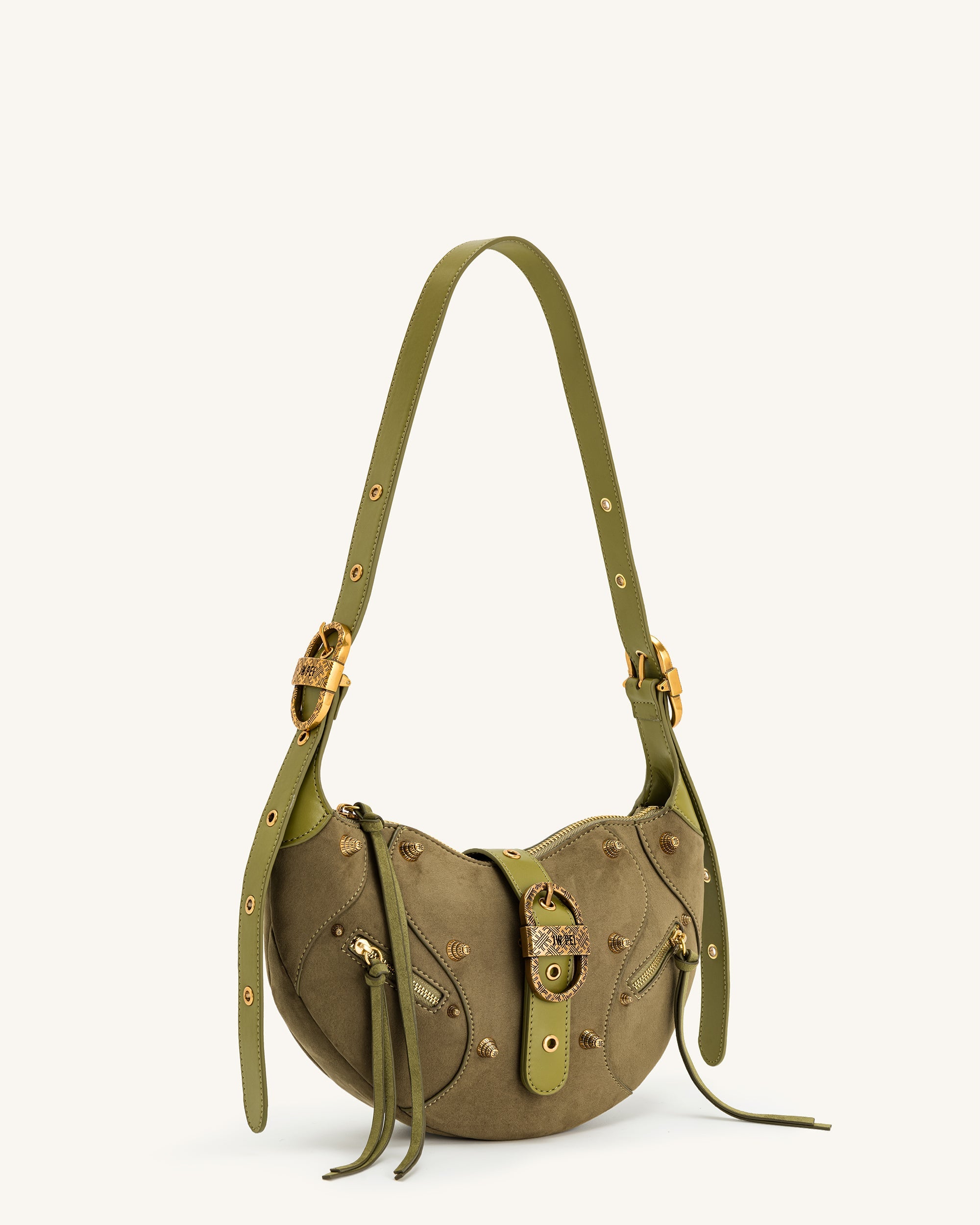 Jw Pei Tessa Suede Shoulder Bag Dark Olive
